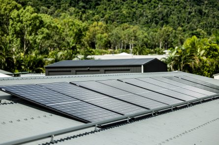 Solar panels on a house surrounded by trees — Solar Power Systems in Whitsundays QLD